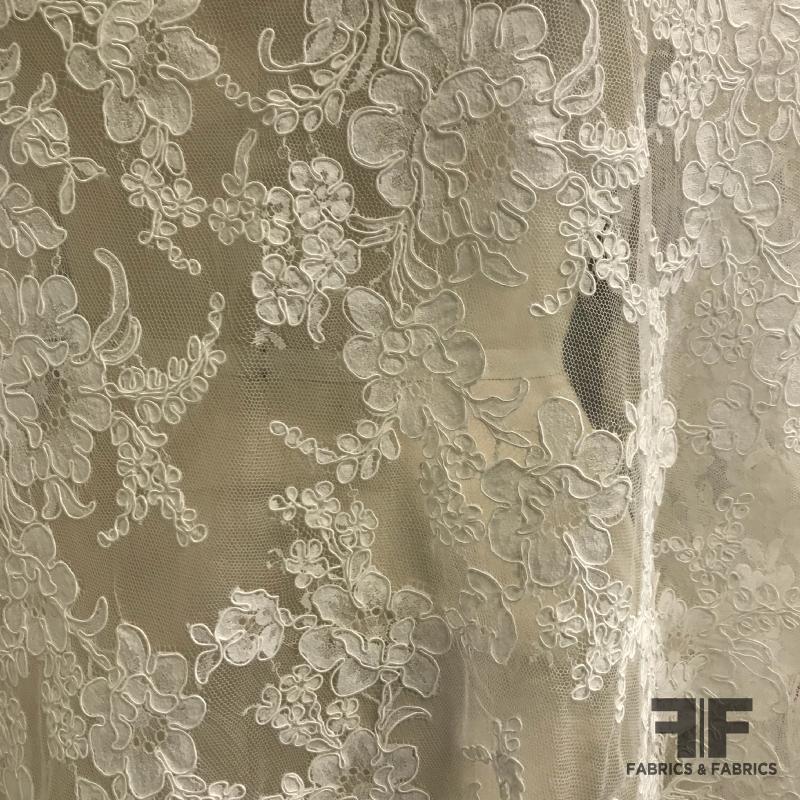 Very Elegant Beige Corded Guipure Lace with Metallic Champagne