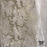 French Alencon Lace with Rosette Pattern - White