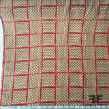 Basketweave Printed Silk Charmeuse - Red/Tan