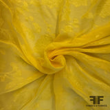 High-Sheen Floral Fil Coupé Polyester Chiffon - Yellow