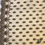 French Double Scalloped Chantilly Lace - Beige/Brown