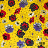 Playful Floral Silk Jacquard - Yellow/Red/Purple