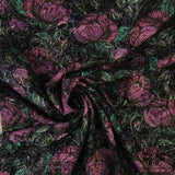 Italian Floral Textured Brocade - Purple/Black/Metallic
