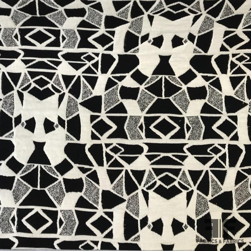Art Deco Textured Cotton Blend Knit - Black/ Off White