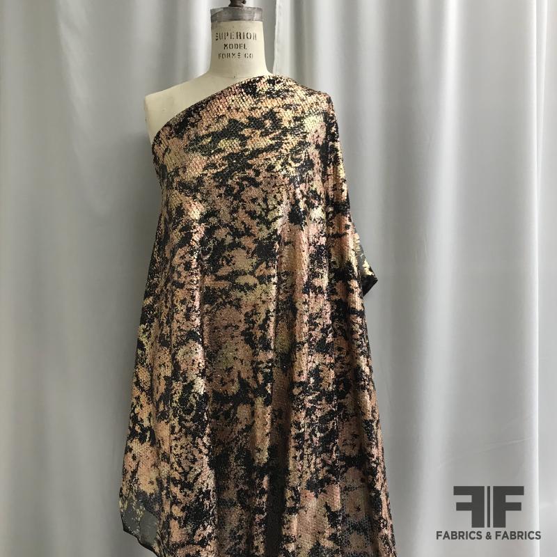 Gold Leaf and Sequin Netting - Black/Gold/Rose Gold | FABRICS & FABRICS Fabrics & Fabrics Gold Leaf and Sequin Netting - Black/Gold/Rose Gold | FABRICS & FABRICS Fabrics & Fabrics