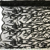 Floral Beaded/Embroidered Netting - Black