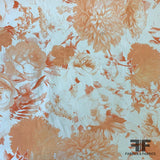 Large-Scale Floral Printed Stretch Cotton - Tangerine/White