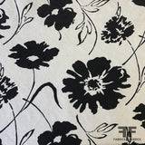Large-Scale Floral Jacquard Woven Cotton - Black/White