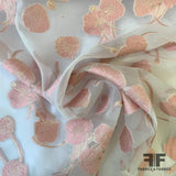 Metallic Floral Fil Coupé Organza - Pink/Gold
