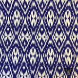 Ikat Printed Cotton Twill - White/Blue