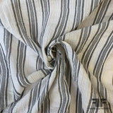 Metallic Crinkled Striped Soft Cotton Gauze - Off White/Black