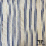 Metallic Crinkled Striped Cotton - Off White/Blue