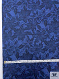 Tropical Floral Textured Stretch Linen-Weave Cotton - Indigo/Black