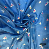 Metallic Triangle Silk and Cotton Voile - Blue/White/Pink