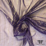 Metallic Striped Silk Chiffon - Purple/Silver