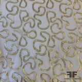 Metallic Swirl Pattern Crinkled Silk Chiffon - Gold/Ivory