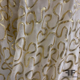 Metallic Swirl Pattern Crinkled Silk Chiffon - Gold/Ivory