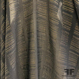 Italian Metallic Linear Pattern Silk Chiffon - Black/Gold/Silver