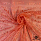 Italian Metallic Linear Pattern Silk Chiffon - Pink/Silver Gold