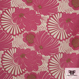 Floral Wool Crepe - Cream/Raspberry