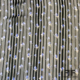 French Metallic Floral and Striped Burnout Silk Chiffon - Black/Blue
