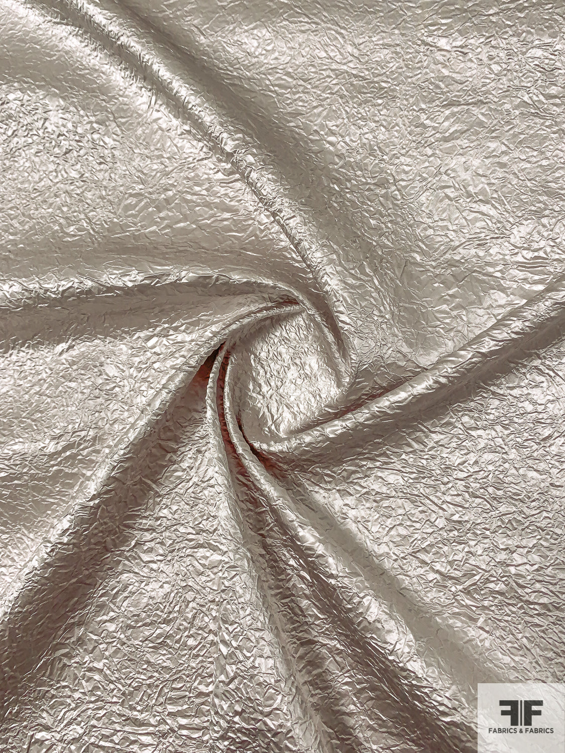 Metallic Hammered Poly Blend Stretch Satin - Light Silver/Grey - Fabric by  the Yard