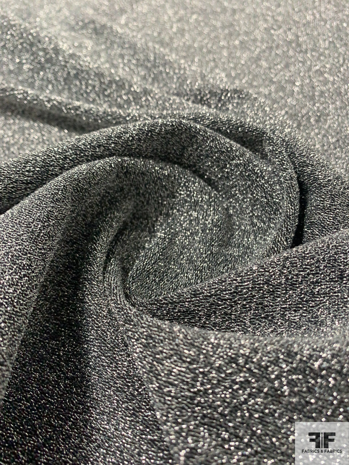 Metallic Stretch Poly Lurex Knit - Silver/Black - Fabric by the Yard