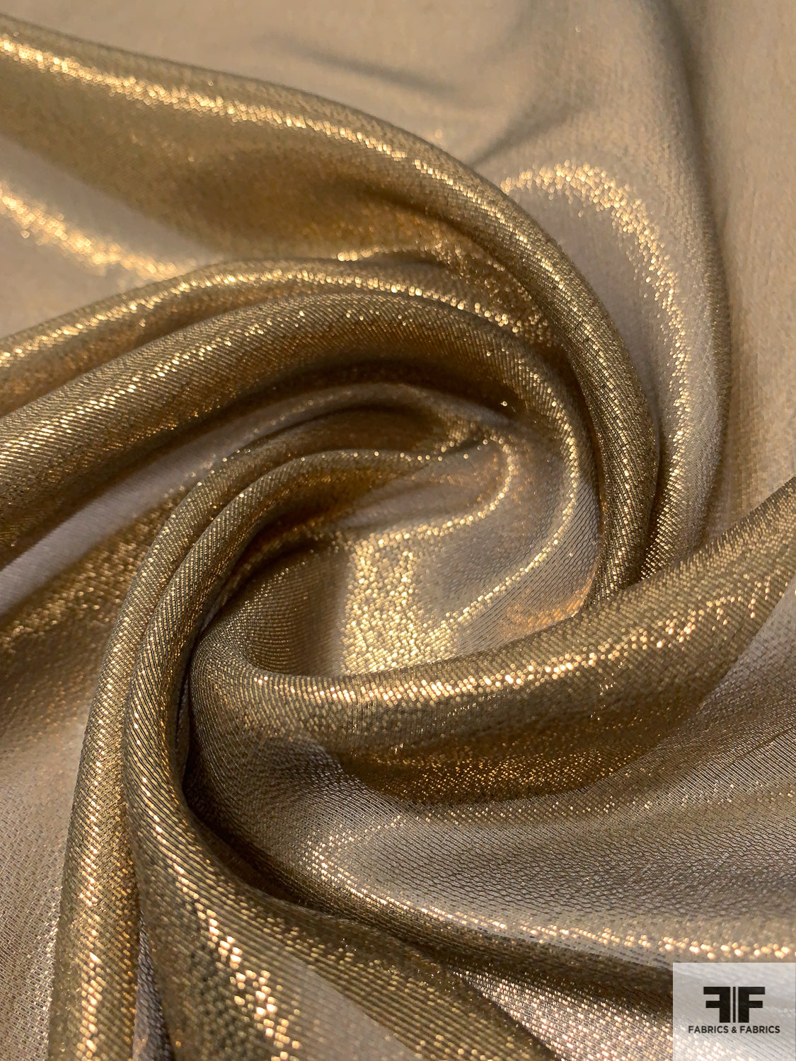 J Mendel Sheer Metallic Lamé - Gold - Fabric by the Yard