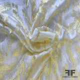 Italian Fringed Jacquard Silk - Pale Yellow/Off-White