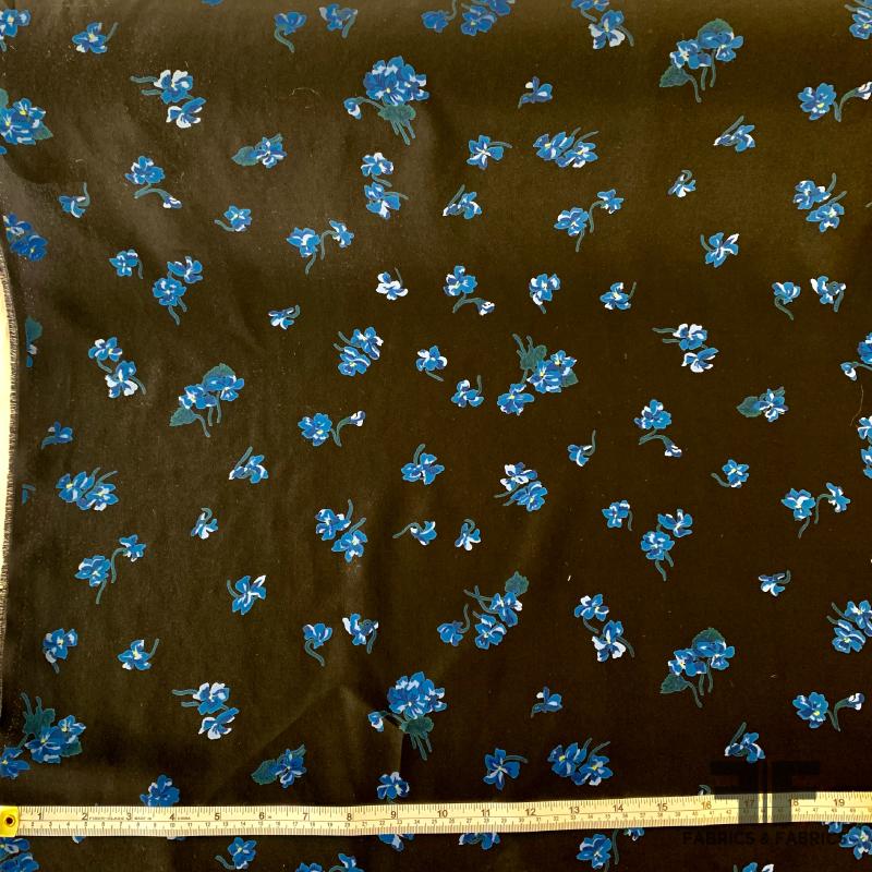 Floral Silk Crepe de Chine - Black/Blue