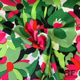 Floral Stretch Silk & Cotton - Green/Multicolor