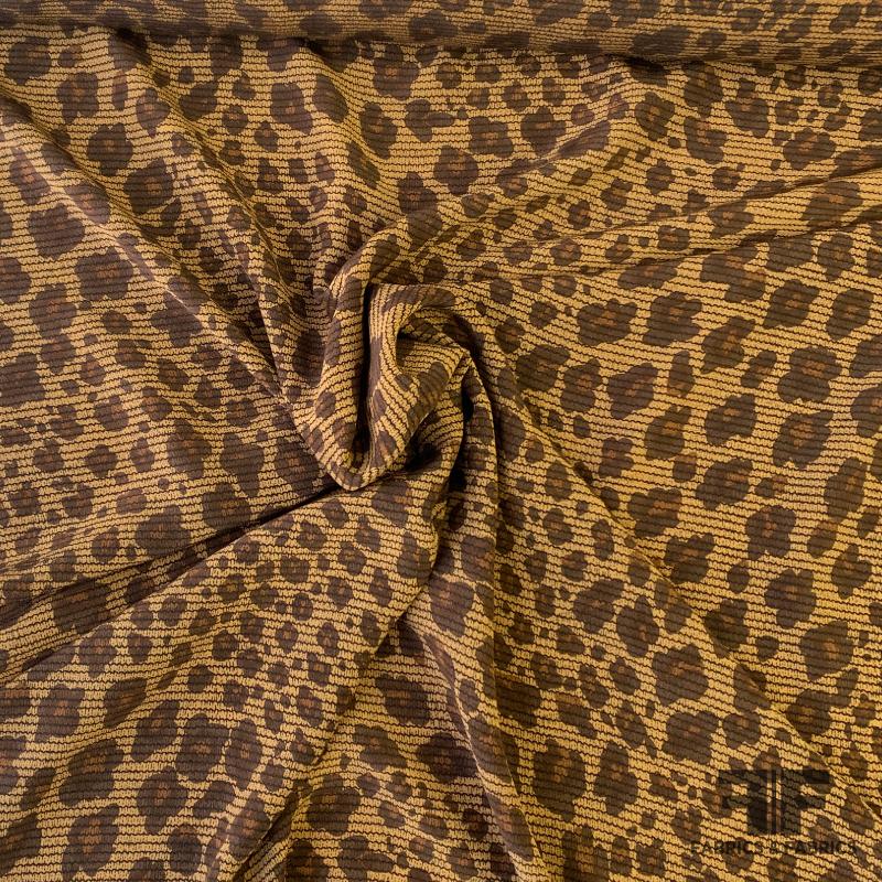 Cheetah Printed Silk Crepe de Chine - Brown/Black