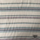 Striped Basket-Woven Cotton Blend Linen - Cream/Multicolor