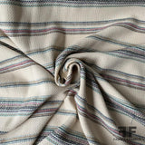 Striped Basket-Woven Cotton Blend Linen - Cream/Multicolor
