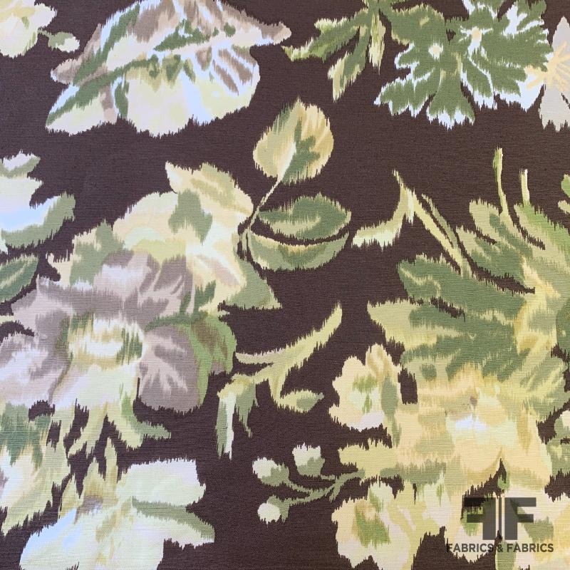 Floral Printed Linen - Green/Yellow/Brown