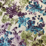 Floral Textured Basket Woven Cotton - White/Purple/Green/Blue
