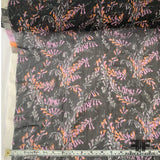 Snapdragon Floral Crinkled Silk Chiffon - Black / Purple / Orange / Grey