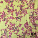 Falling Orchid Crinkled Silk Chiffon - Lemon-Lime/Multicolor