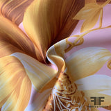 Swiss Large-Scale Sunflower Poly/Silk Satin - Yellow/Pink
