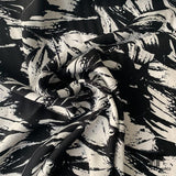 Italian Abstract Leaf Printed Rayon Twill - Black/White
