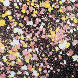 Italian Splatter Paint Printed Poly Satin - Pink/Yellow/Black