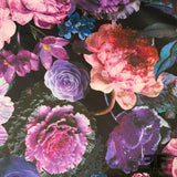 Realist Floral Printed Poly Satin - Purple/Black