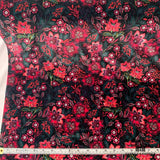 Paisley Floral Polyester Stretch Velvet - Magenta/Multicolor