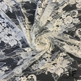 French Chantilly Lace - White - Gala Fabrics