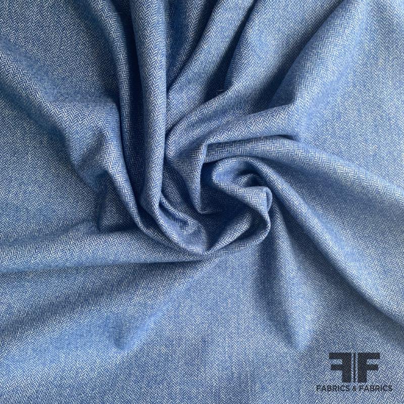 Italian Wool Herringbone Suiting - Blue