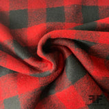 Buffalo Plaid with Sherpa Backing Wool-Like Coating - Red/Black/White