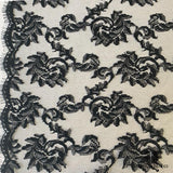 French Scalloped Floral Swirl Chantilly Lace - Black