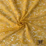 Ornate French Finely Corded Chantilly Lace - Mustard Yellow