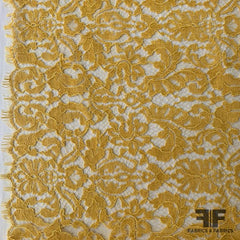 Yellow Chantilly French lace fabric - Lace To Love