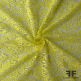 French Floral Finely Corded Chantilly Lace - Bright Yellow